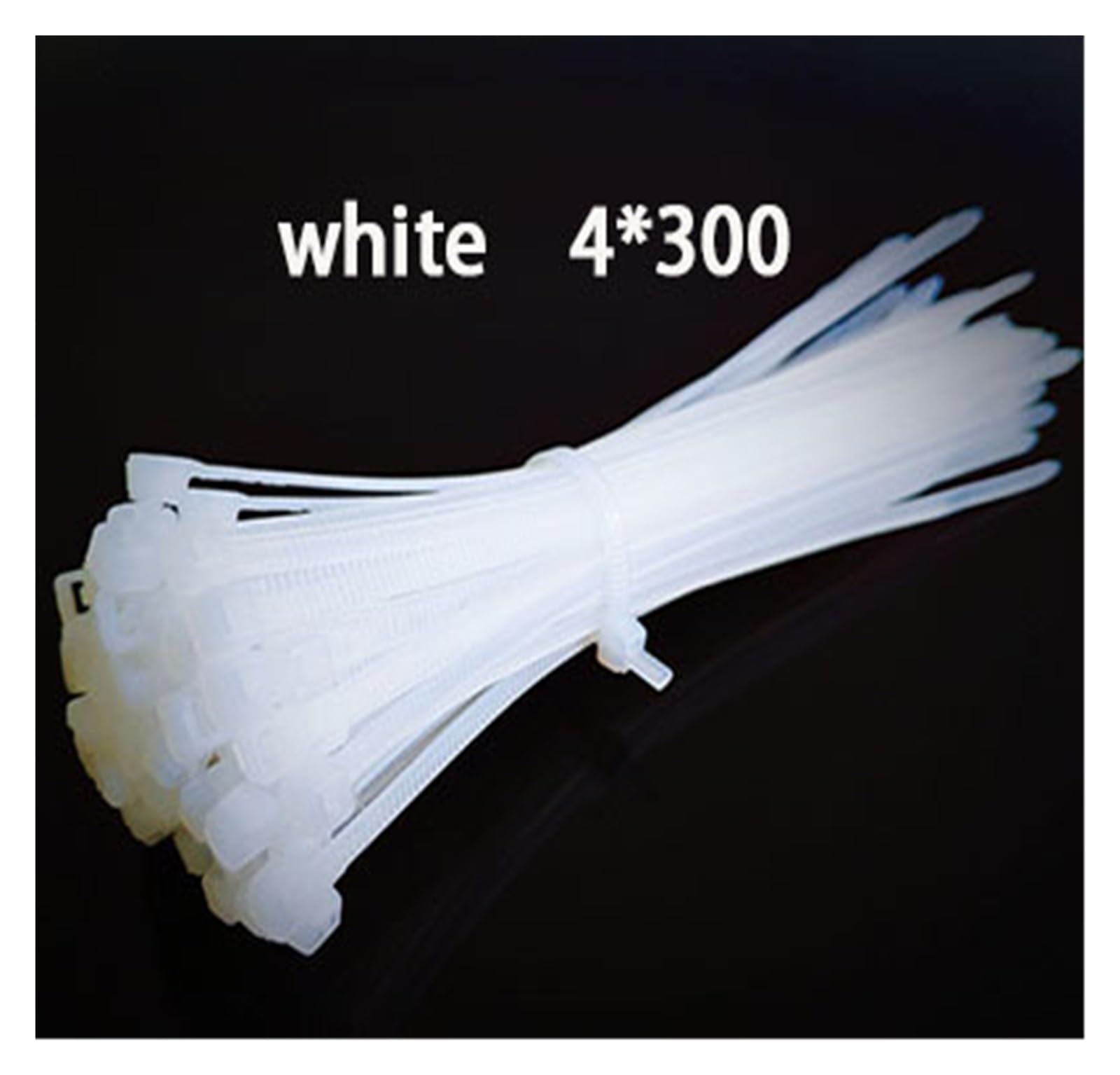 Derencias pesadas con tirolina, Bridas for cables, surtido de bridas for cables, autobloqueantes, 100 piezas(White,4 300mm)