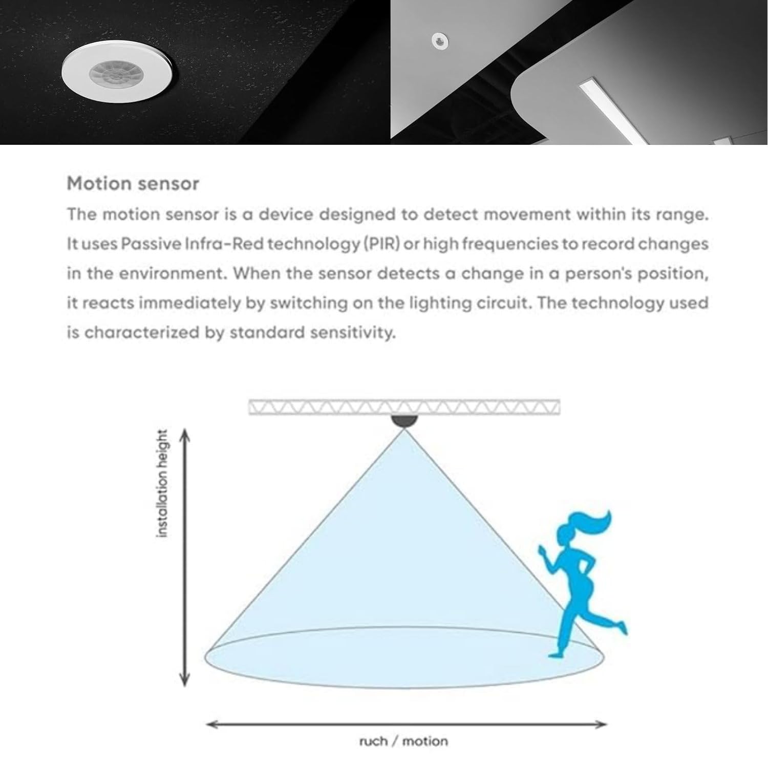 Flush-mounted motion detector IP65, LED suitable, Gold-65r - Image 4