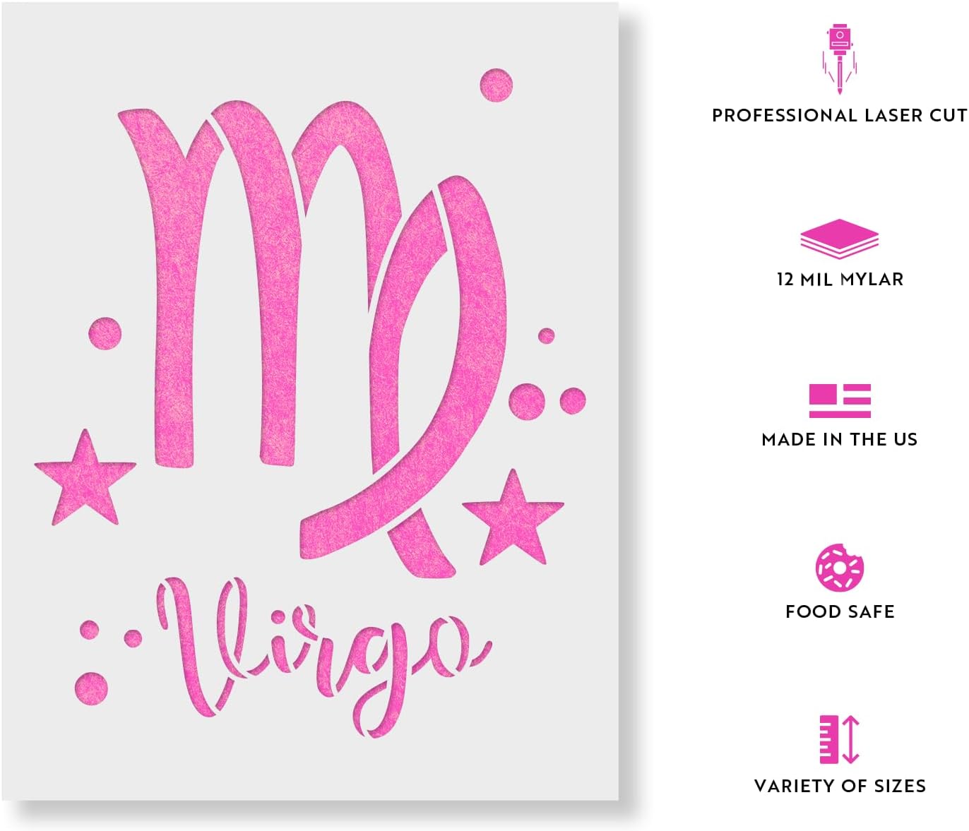 Virgo Zodiac Symbol Stencil - Easy-to-Use for Consistent Symbol Representation, Drawing Stencils
