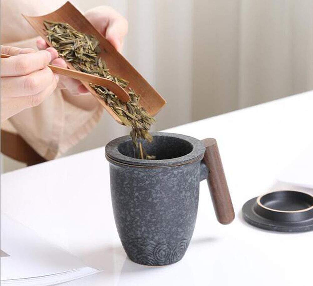 Maya Star Tasse à thé avec couvercle et filtre à eau en céramique, filtre à thé en céramique filtré tasse de séparation de thé