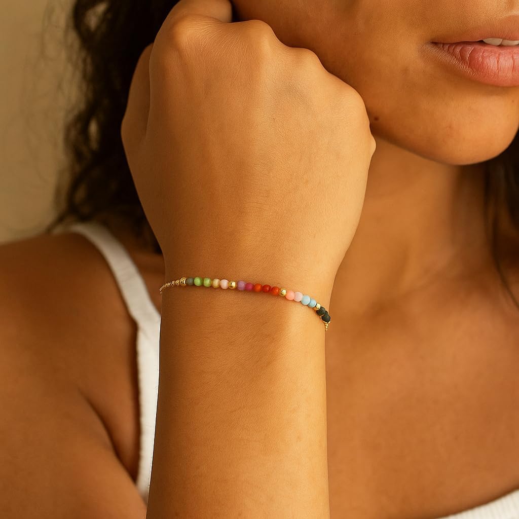 Natural Stone Bracelet for women, Adjustable Handmade Design with Colorful Gem Beads, Inspirational Fashion Jewelry Gifts for Daily Wear, Travel，Healing - Image 2
