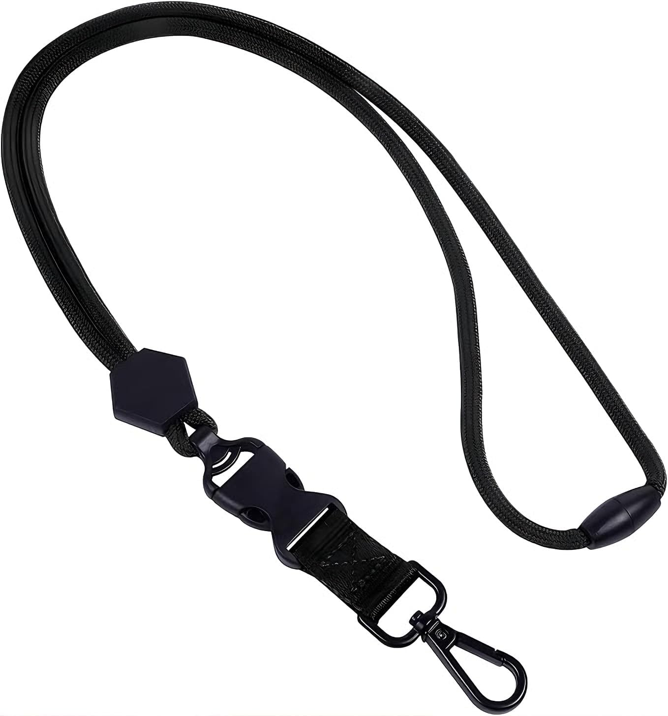 Safety Breakaway Lanyard - Adjustable Neck Strap with Quick Release for ID Badges & Keys (Black)