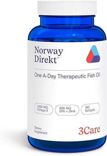Noruega Direkt Omega-3 Aceite de pescado 2,000 mg de Omega-3 por 2 cápsulas blandas 1060 mg EPA, 740 mg de DHA (2 porciones de gel suave) grado