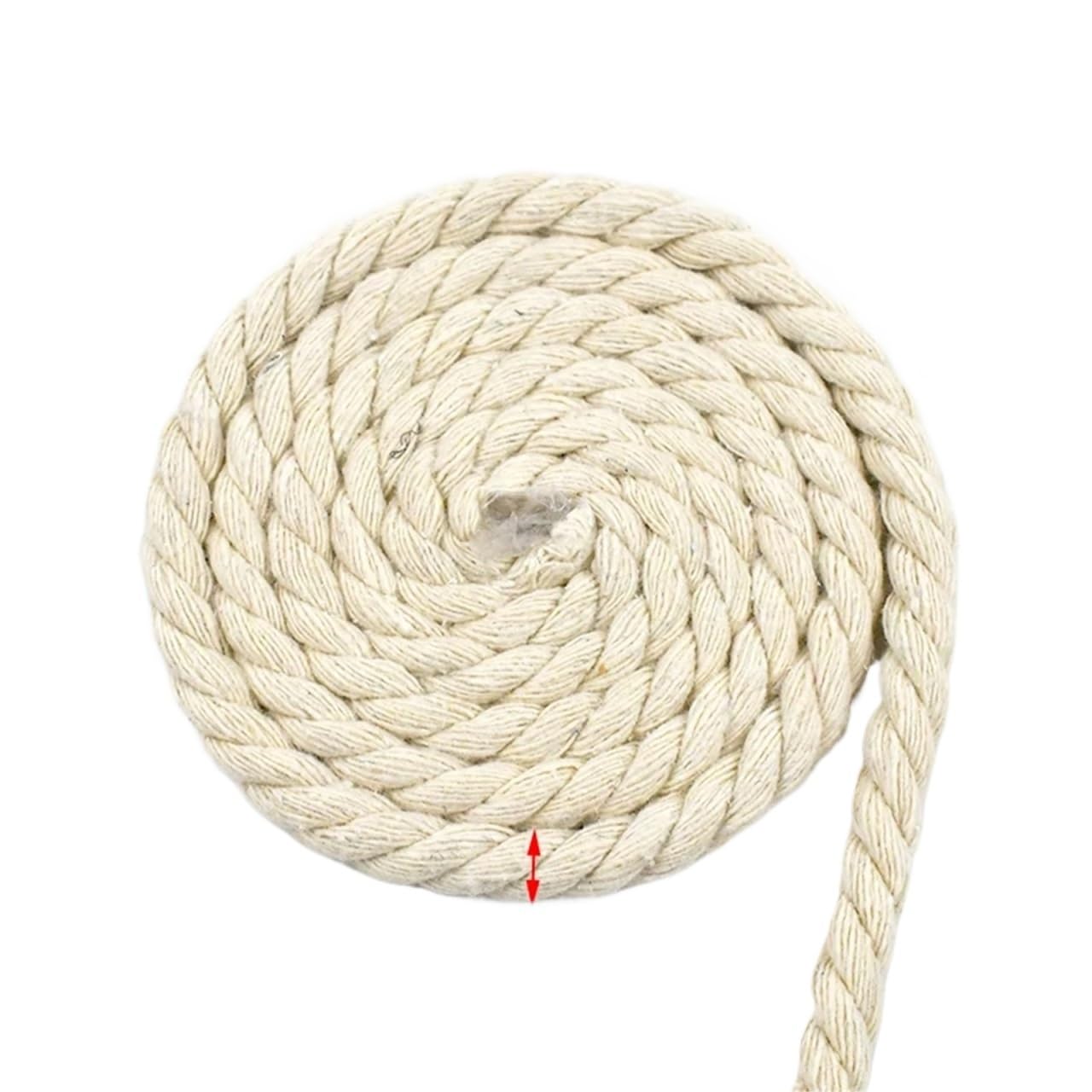 Gedrehte Baumwollschnur 2/5/10M 5-20mm geflochtene Makramee-Schnur, gedrehte Seile, Faden, dekorative Schnur, 3 Anteile, Baumwollseil, DIY-Tasche(Beige-8mm,10Meters)