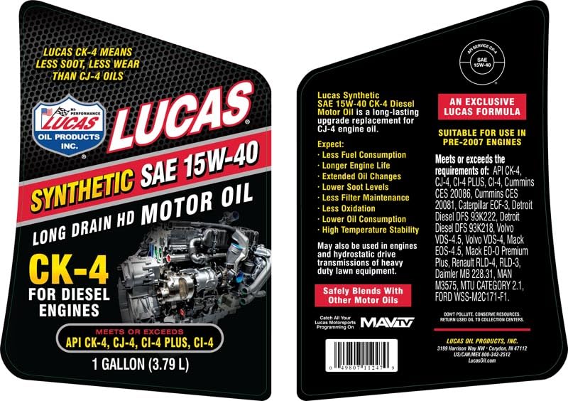 Aceite Sintético 15W-40 CK-4 1 Galón Part Synergy miniatura 2