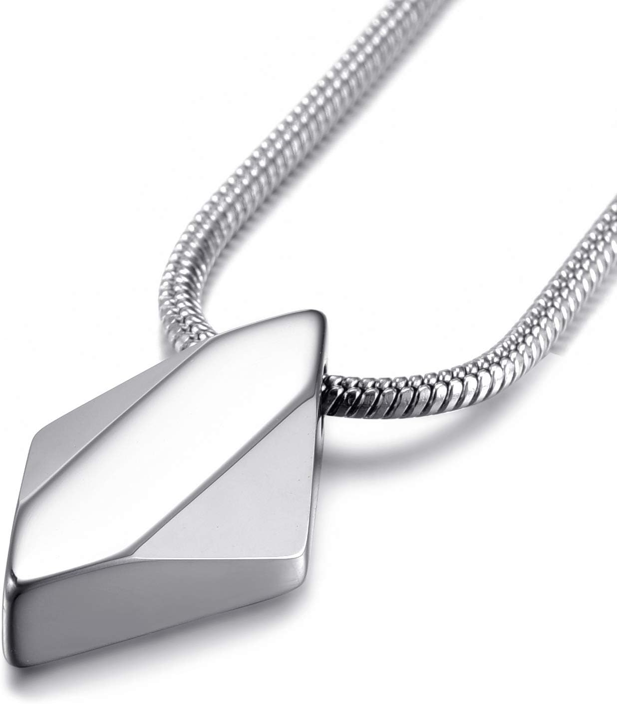 Men's Tungsten Carbide Pendant Necklace Geometric Tungsten Pendant with 22 Inches Stainless Steel Snake Chain
