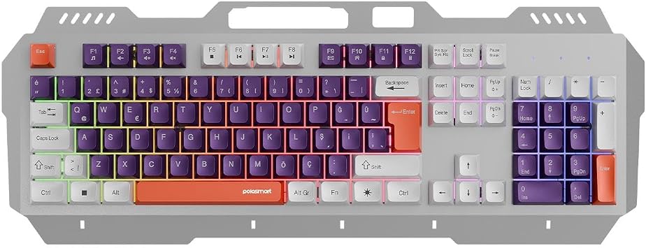 Polosmart PGM36 Kablolu RGB Ayd nlatmal  Gaming Oyuncu Klavye Mor