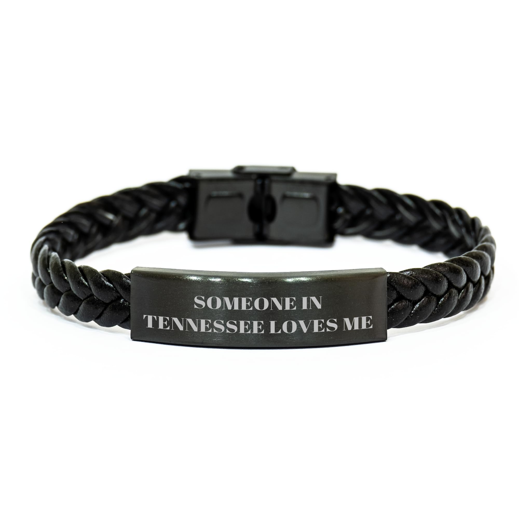 Someone in Tennessee Loves Me, Interlaced Leather Bracelet, Gifts from Men to Tennessee, Unique Father's Day Unique Gifts