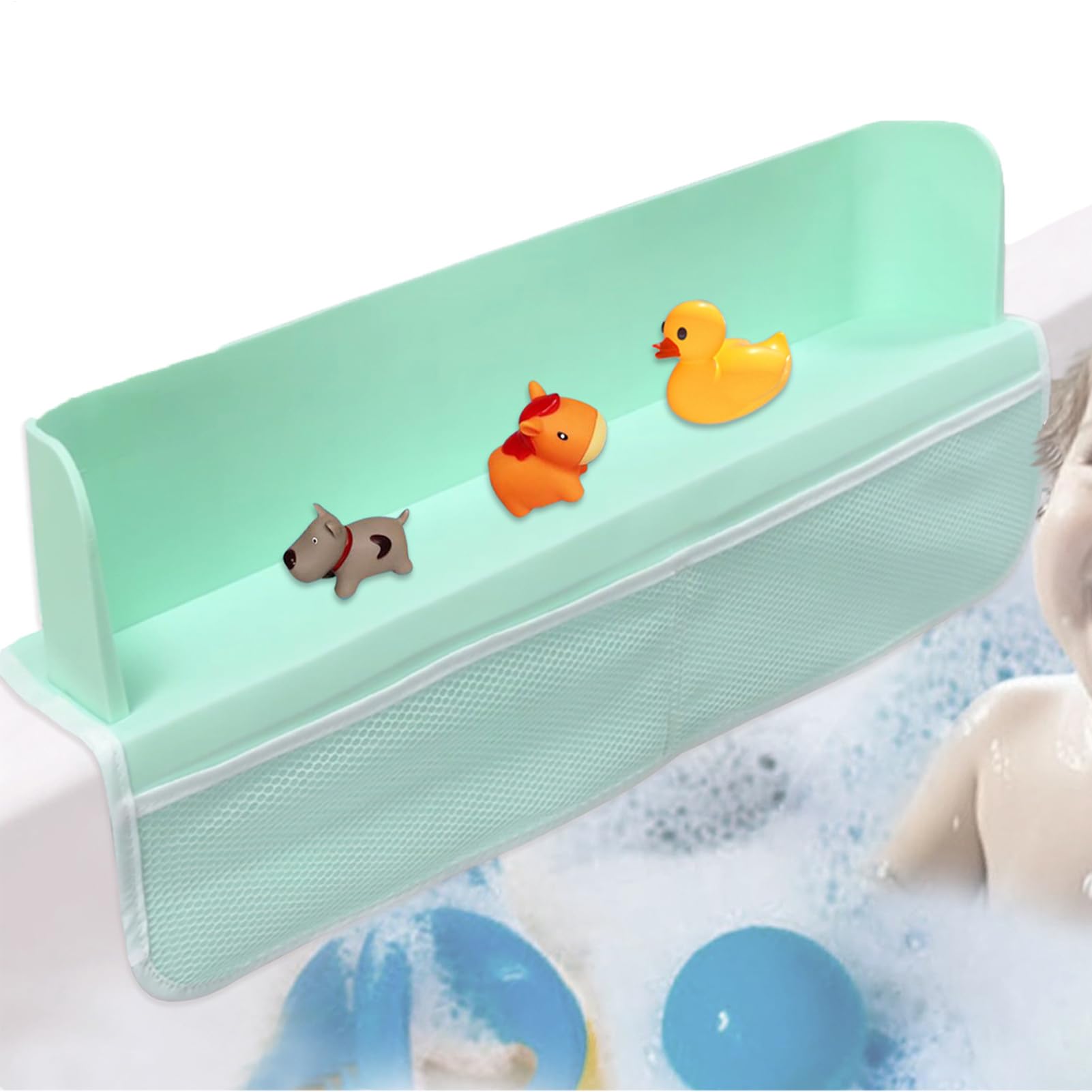 Tappo 'Acqua per Vasca da Bagno, paraspruzzi Trasparente, 30,48 cm | portaoggetti per Giocattoli per Bambini, Organizer per Doccia con, Versatile, Adesivo per Vasca da Bagno, Giochi