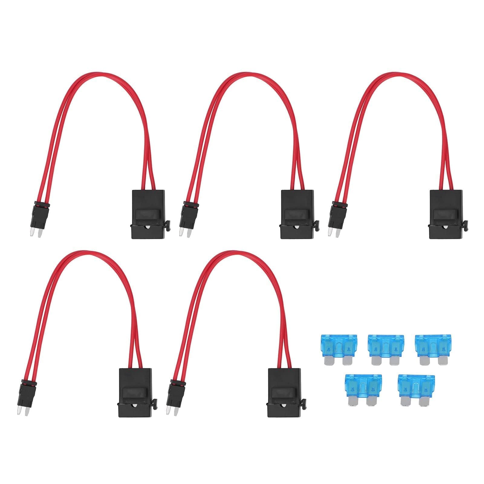 5 Sztuk złąCze Uchwytu Bezpiecznika Samochodowego PC Heavy Duty PrzedłużEnie Drutu Mini Mini złąCze Uchwytu Bezpiecznika do Pojazdu ATM 20A 16AWG z 5 Bezpiecznikami DłUgość Linii 230mm (ACK S 10,9 mm)