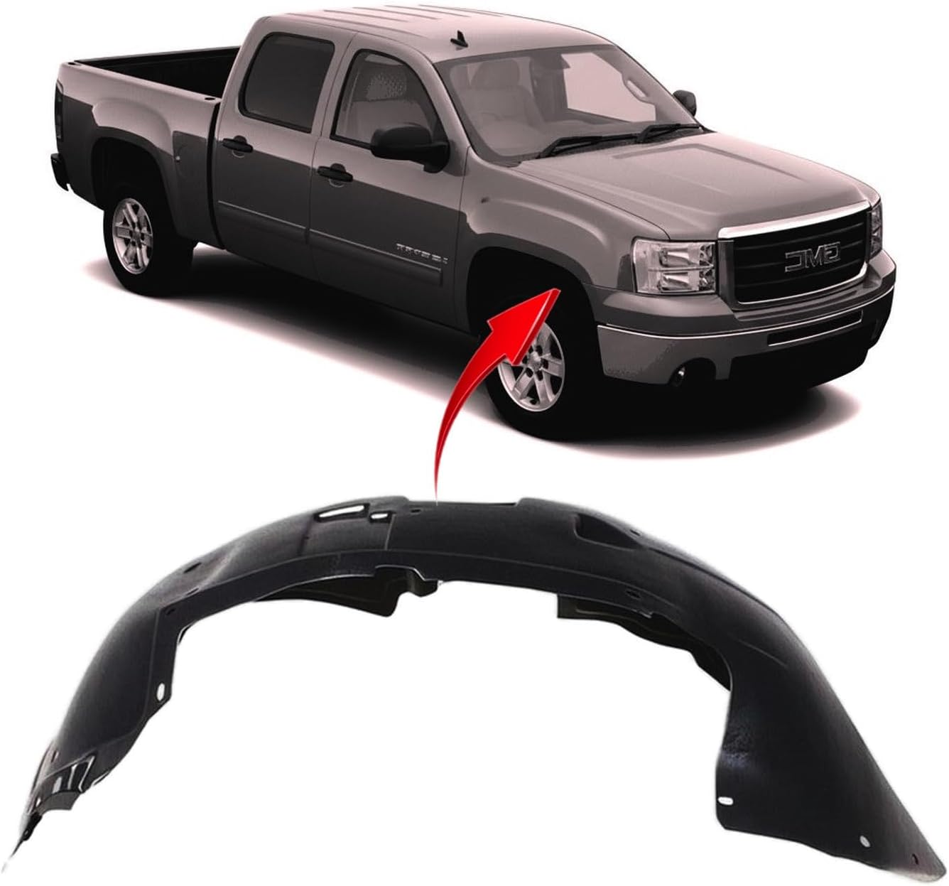 FitParts Compatible With Front Right Driver Side Fender Liner GMC Sierra 1500 2500 3500 1999-2007. New, Plastic & Ready to Install. GM1249165 15268589