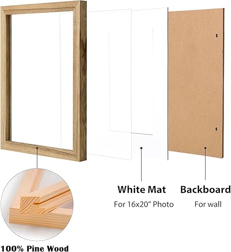 Vista 706 de Egofine Portarretratos de 9 x 12 pulgadas hecho de madera maciza con plexiglás, fotos de 5 x 7/6 x 8 con paspartú o de 9 x 12 pulgadas sin paspartú