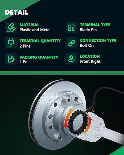 Miniatura 6 de SCITOO Sensor de velocidad de rueda ABS para 2001-2002 para Chrysler Grand Voyager, 2001-2005 para Chrysler Town & Country, 2001-2003 para Chrysler