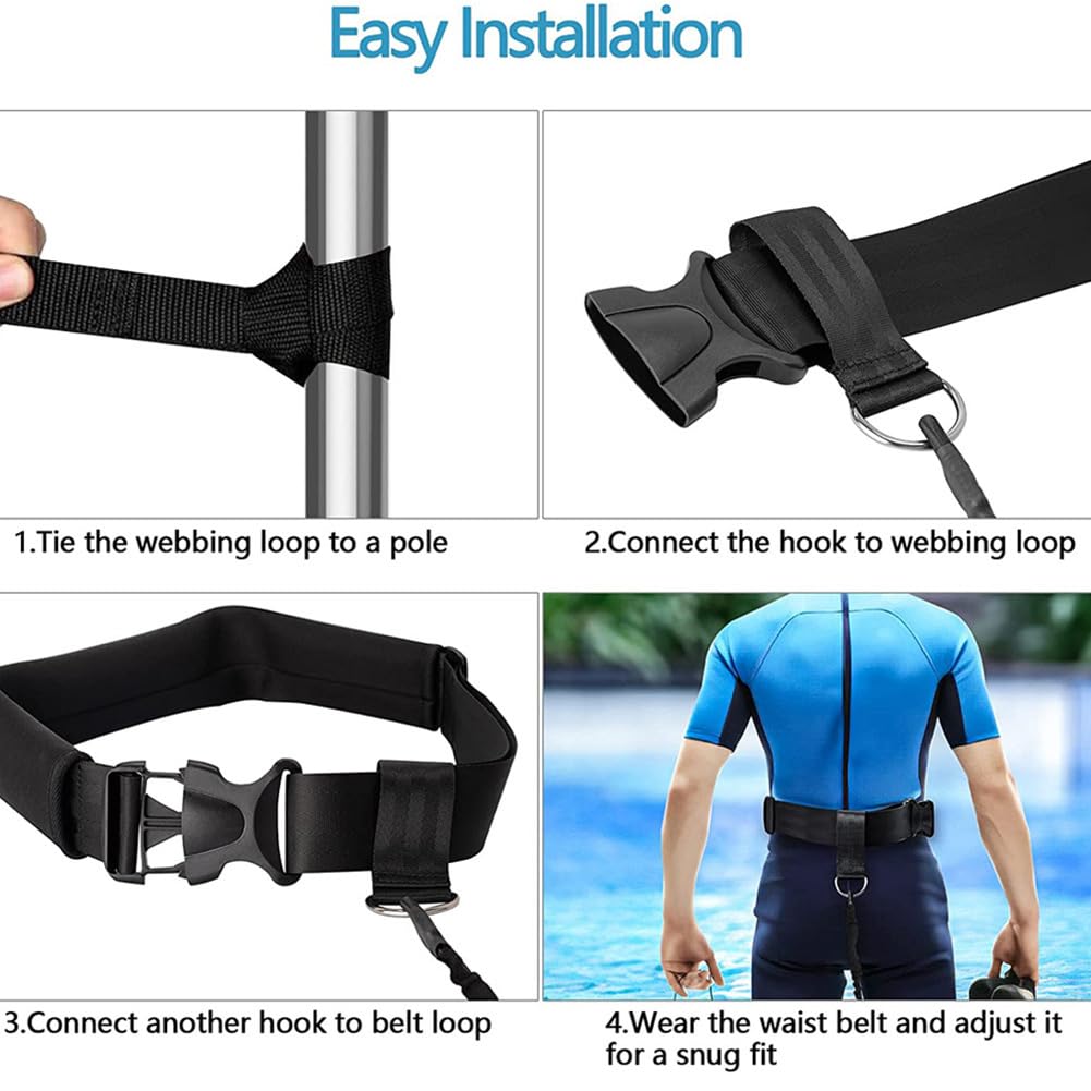 Cintura da allenamento per nuoto con paracadute, imbracatura stazionaria per esercizi di resistenza in piscina, cinghie regolabili in neoprene alla caviglia per trapano di forza, unisex, per