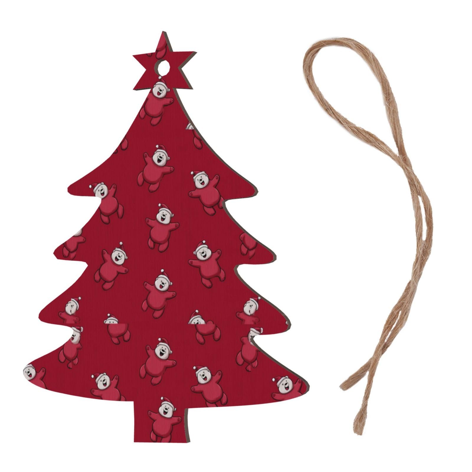 Illustration Bear Lot de 4 décorations de Noël scandinaves en bois naturel pour sapin de Noël rustique et confortable