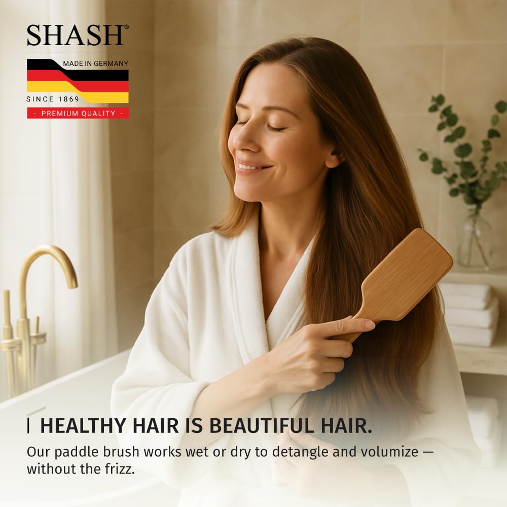 SHASH - Cepillo de pelo para extensiones de cabello, cabello grueso y rizado, desenredante con pasadores largos y cojín de goma, ayuda a desenredar nudos, eliminar el encrespamiento, reducir los