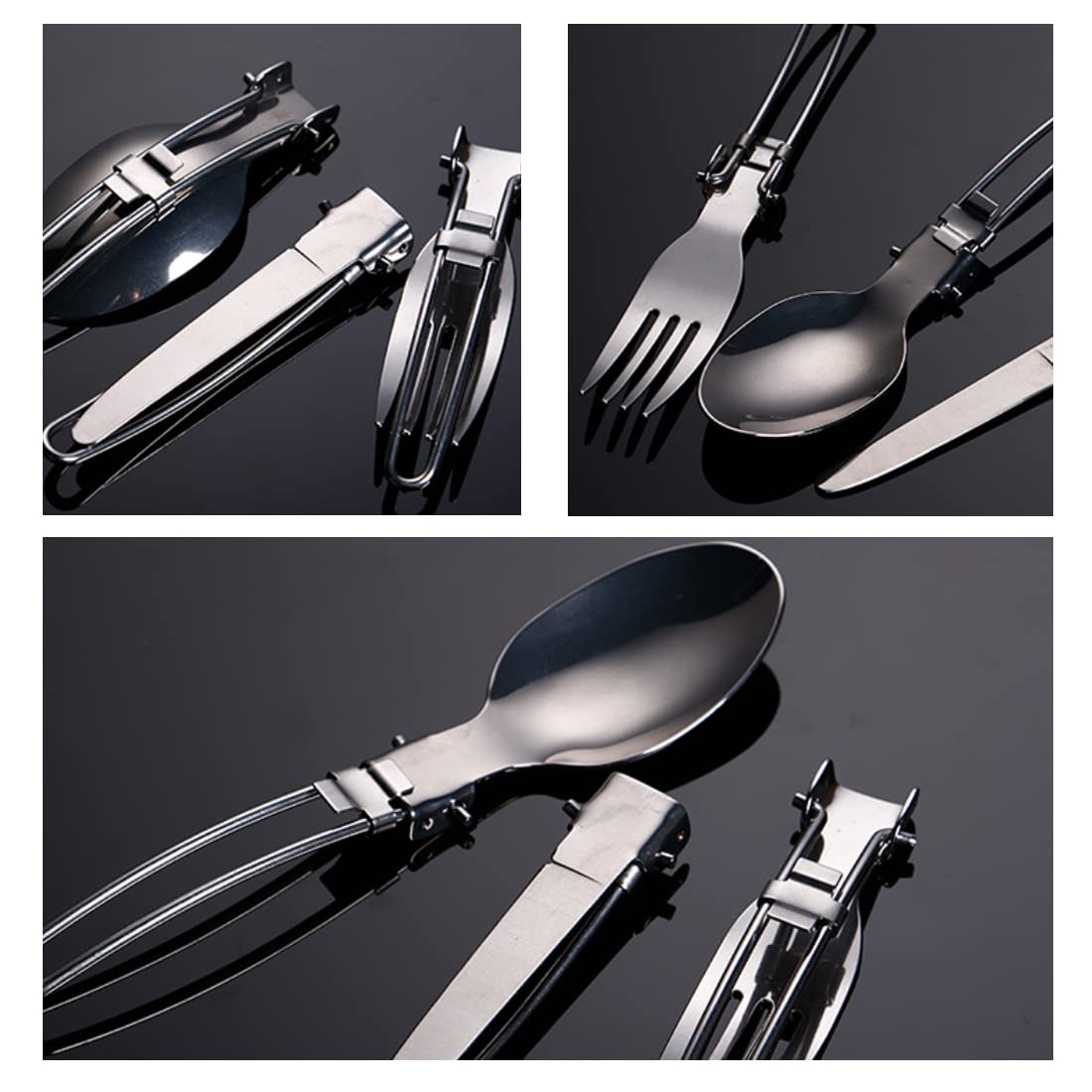 Camping Mess Kit Aus Silikon – Faltbare Schüssel, Becher & Edelstahl-Löffel Für Unterwegs