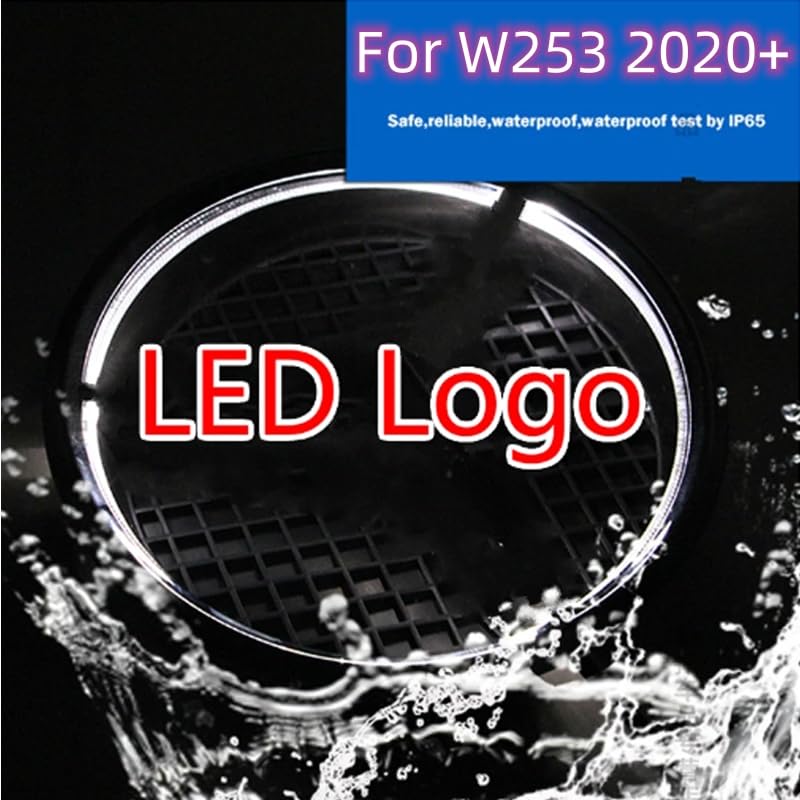 Image of Black Body with White LED Light 3D Badge Mirror Emblem Front Grille Star Illuminated Logo for MB auto 2020+ W253 GLC W176 GLE X176 GLS W447 V260 GLB200 W464 G Class (W253 2020+)