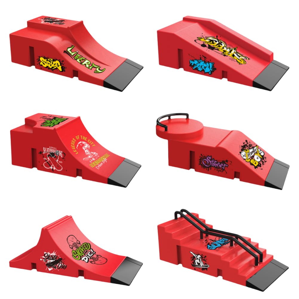 Fingerboard Skate Park Kit,Skateboard Finger Toys with 13 Pieces of Skateboards, Ramps, Skates, Scooters - Image 2