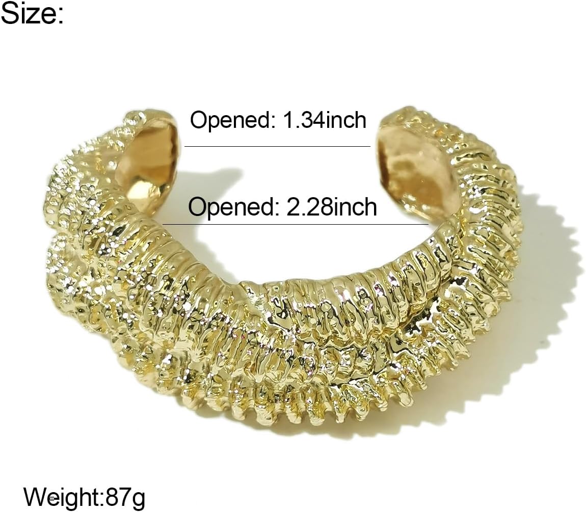 FUNOJOY Chunky Cuff Bracelets for Women Wide Open Bangle Bracelet Wrist Cuff Bracelets Statement Fashion Jewelry - Image 2