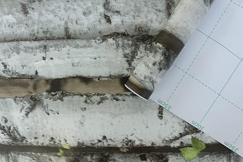 Miniatura 8 de Papel tapiz autoadhesivo para despegar y pegar, diseño de corteza de simulación negroblanco, papel tapiz autoadhesivo impermeable y a prueba de