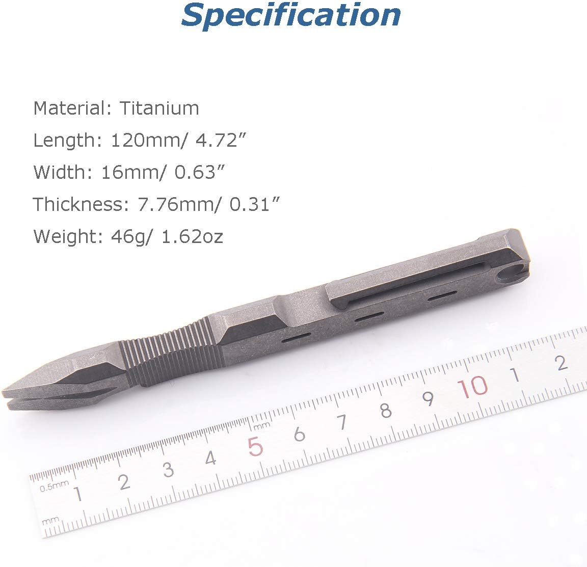 Titanium EDC Pry Bar with Nail Puller Bottle Opener Function with Pocket Clip EDC Tool (Grey)