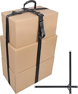 Box Carrying Strap with Handle 9.8 Feet Adjustable Straps for Battery Box Handheld Belt Carry Straps for Safely Moving and Lifting Heavy Boxes (Black, 9.8FT)