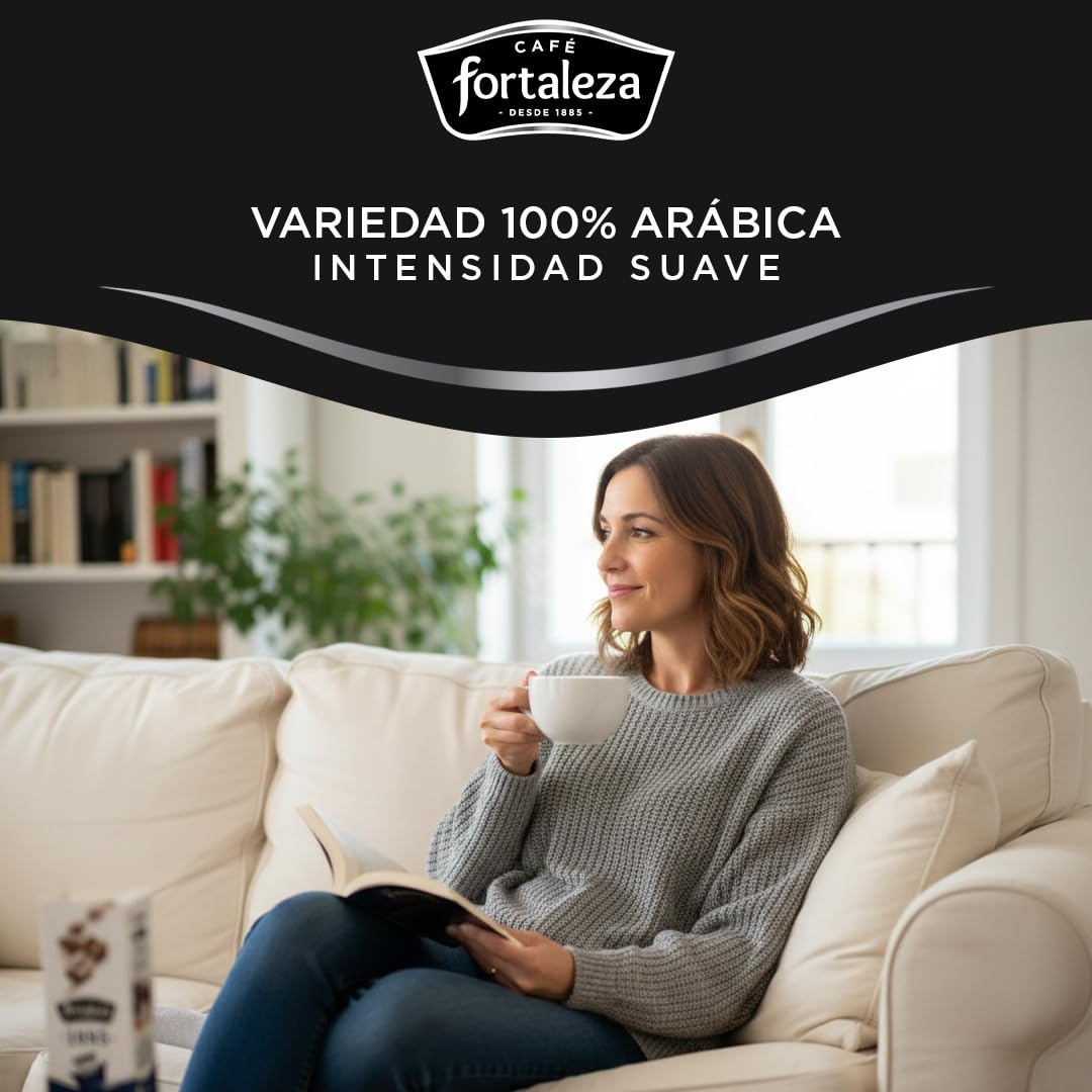 CAFÉ FORTALEZA Cápsulas de Café Descafeinado Compatibles con Caffitaly Pack 8x10 80 Uds – Café sin Cafeína Variedad 100% Arábica Intensidad Suave - Cápsulas Caffitaly con Sabor Equilibrado