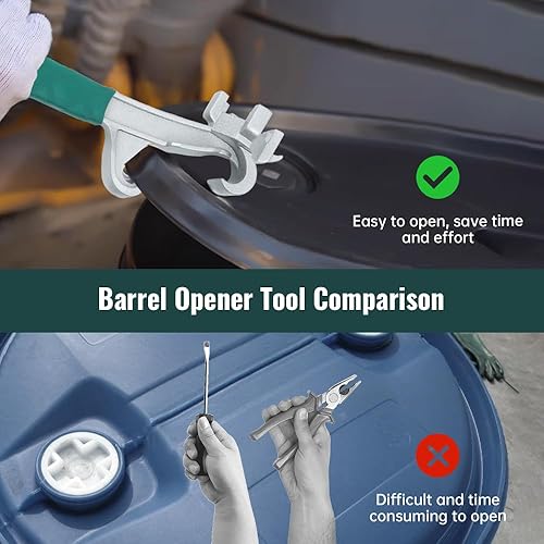 Miniatura 4 de Llave de tambor de aluminio, abrelatas de cubo de metal, llave de cubo de plástico, cubo de 5 galones con abridor de tapa, se adapta a tapas de