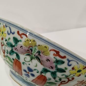 Amazon.co.jp: w151 南京色絵花丸文鉢 清朝時代 粉彩花文茶碗 唐物古染