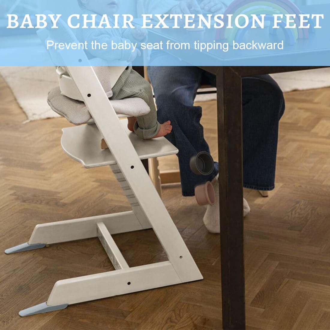 Coprigamba per Seggiolone,2 Pezzi Bambino Sedia da Pranzo Inserto Gamba Seggiolone,Bambino Piedi di Sicurezza Copertura di Estensione di Sicurezza,per Stokke Tripp Trapp Seggiolone(Grigio)