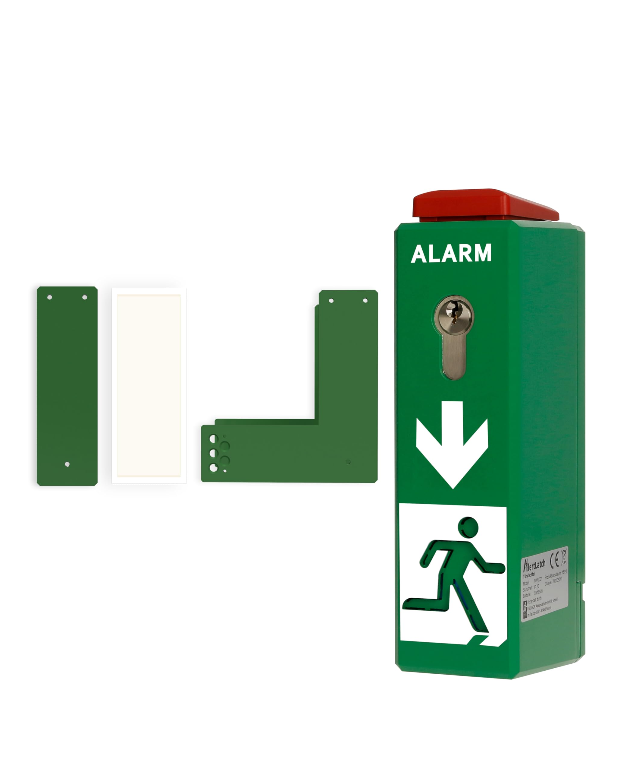 Einhand-Türwächter - mit Voralarm - Komplett-Set mit Einzelschließzylinder