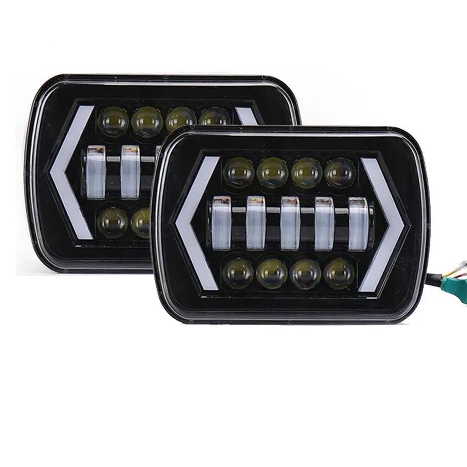 Phares Avant Ampoule Phare LED Étanche 55 W 7 X 6 Pouces 5 X 7 Pouces Faisceau Hi-Lo Halo Pour Jeep Pour Cherokee XJ Accessoires D'éclairage Voiture(2 piece)