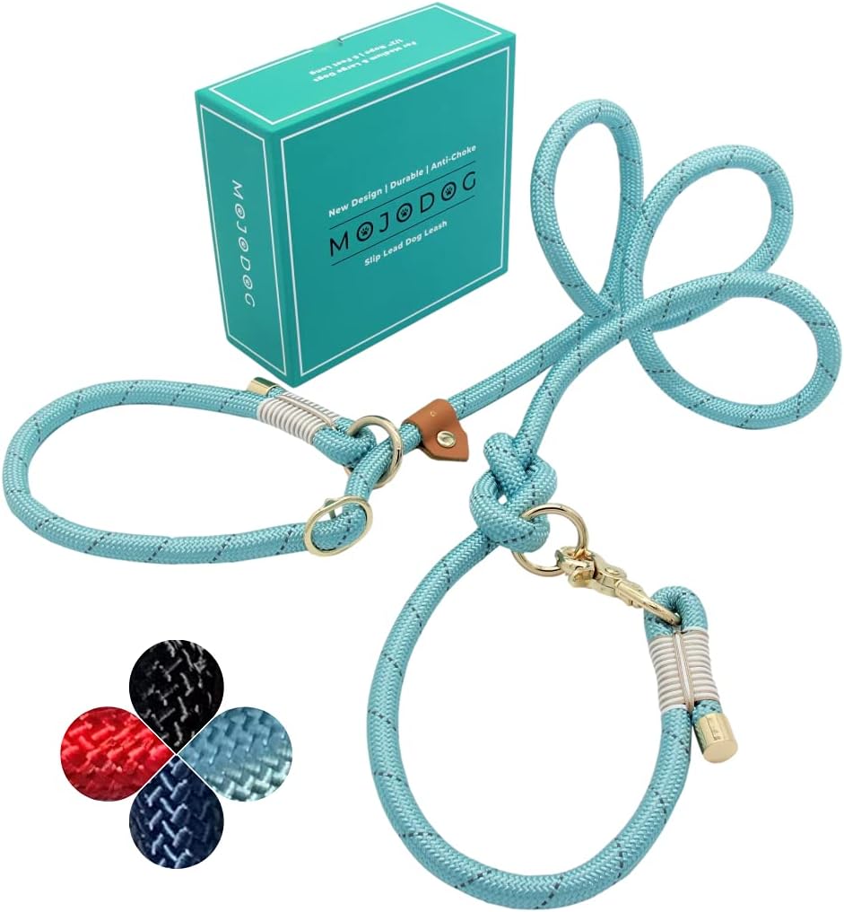 MOJODOG Anti-Choke Slip Lead Dog Leash - for Medium and Large Breeds - for Walking, Training and Heavy Pullers - Reflective 1/2"…