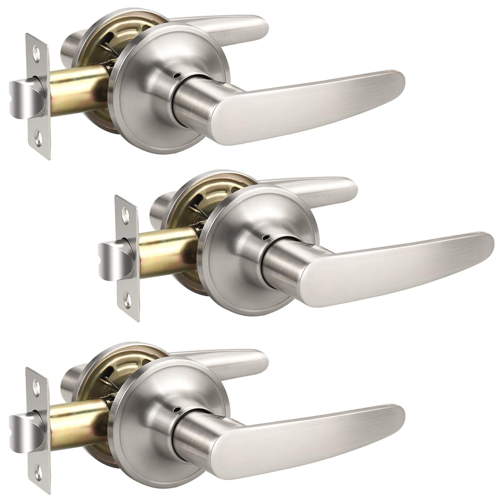 Satin Nickel Door Handles with Lock - Privacy & Security -10