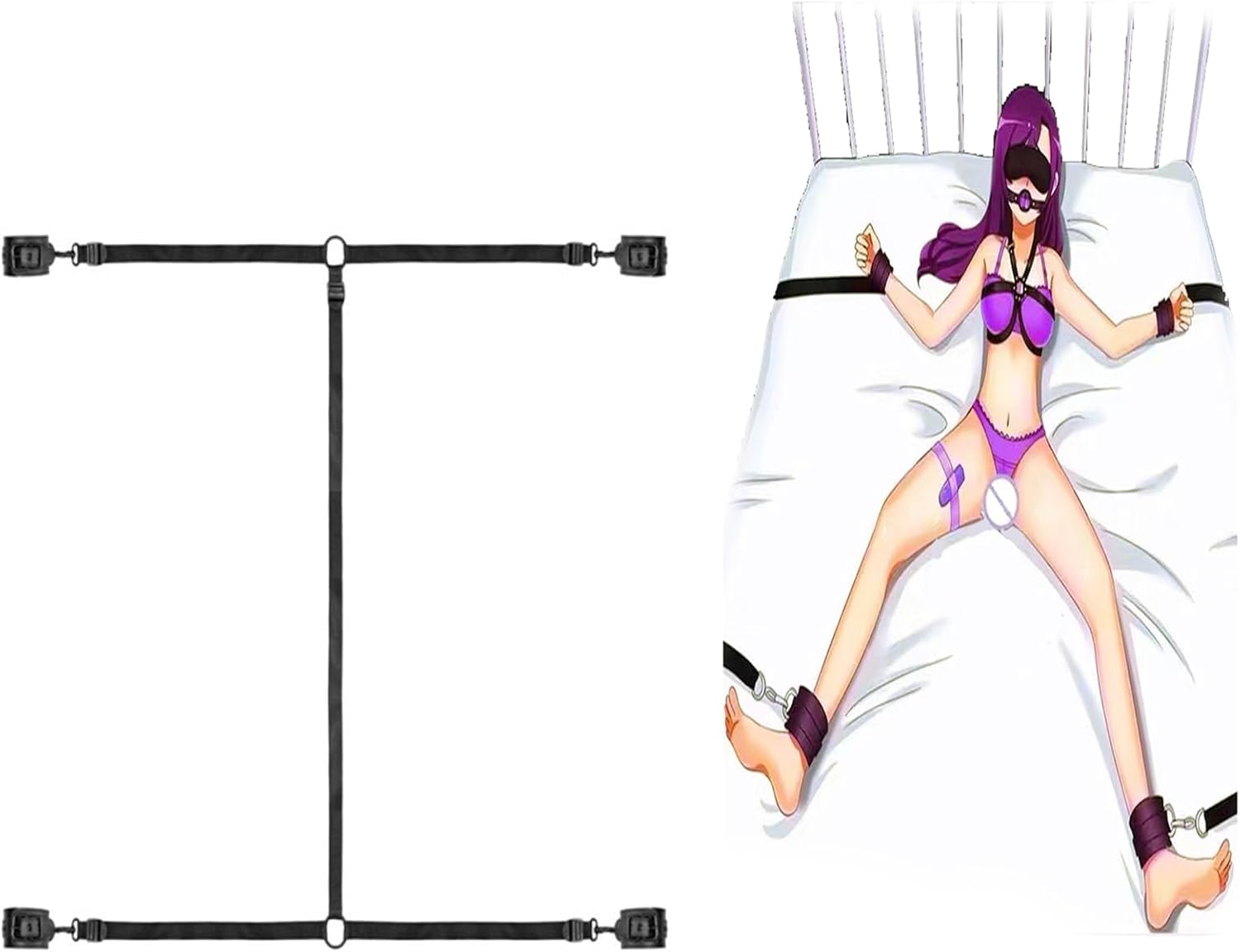 BDSM Bondage Bed Restraints with Handcuffs & Footcuffs Set Adult Under Bed Restraint System – Soft & Durable Bondage Set with Wide Straps for Secure Fit