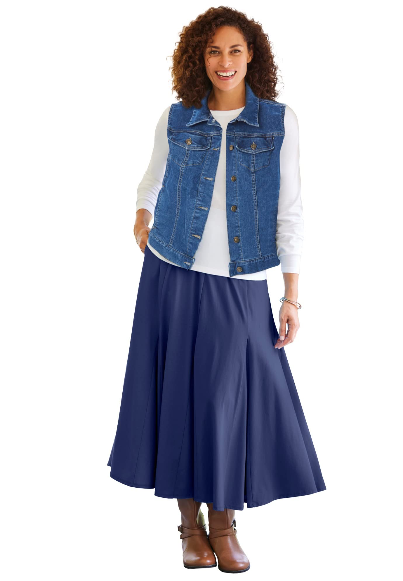 Woman Within Plus Size Stretch Denim Vest Jean Vest