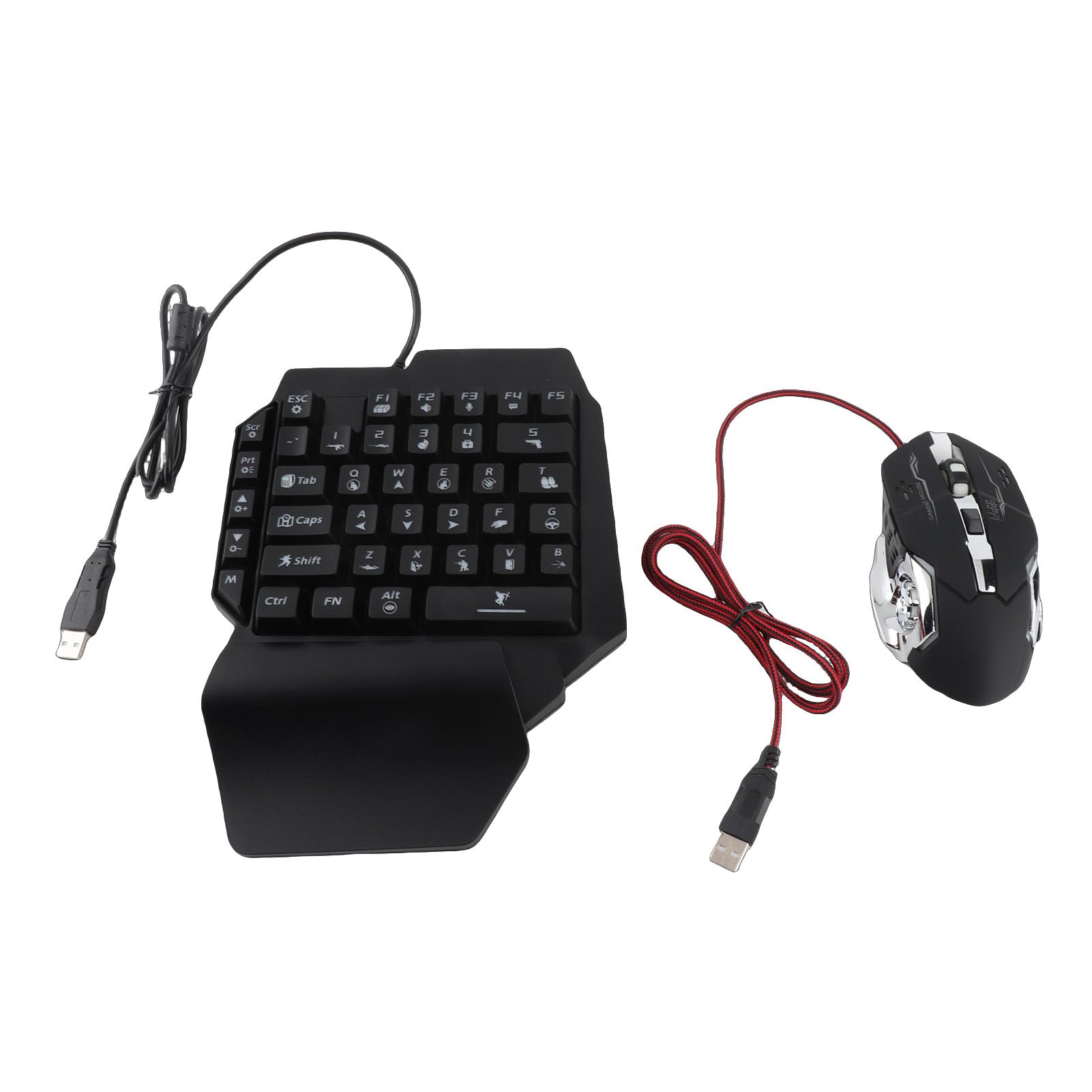 Acouto Klawiatura do Gier Half Hand Combo Przewodowa Klawiatura do Gier USB z Podświetleniem LED i klawiaturą z Konwerterem Sterowania ONE Konsoli ONE Jednoręczna RGB i Gra Combo Half Hand