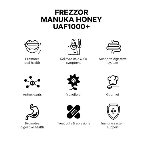Miniatura 4 de FREZZOR Premium Raw Manuka Honey Nueva Zelanda con UAF1000+ perfecto ritual de bienestar diario, superalimentos, 4 tarros (8.82oz por frasco)