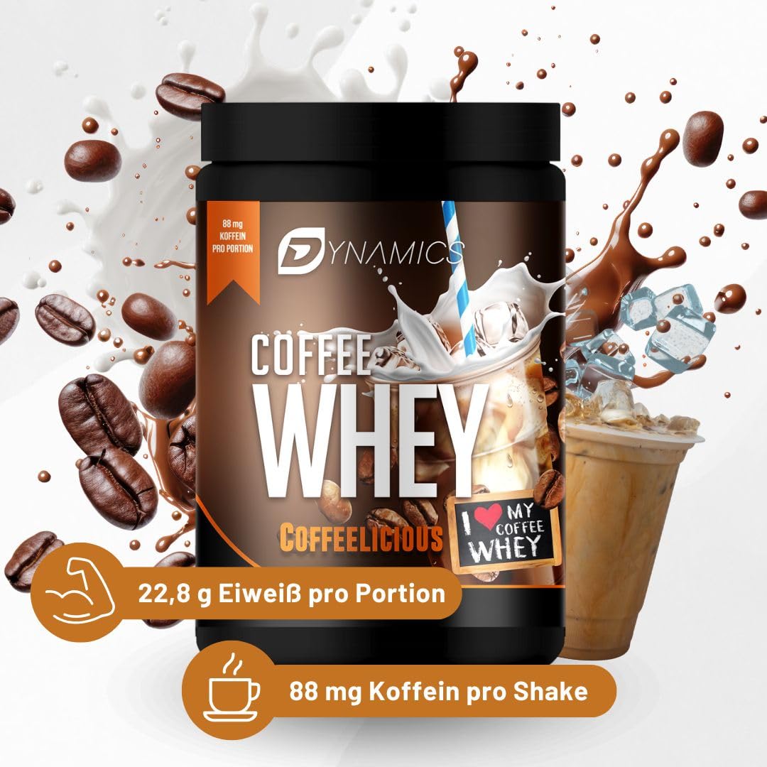 Protein Coffee | Whey Icecoffee | Cremiger Eiskaffee | Whey Protein mit Kaffee Geschmack | 88mg Koffein pro Shake | Dynamics Nutrition | 850g