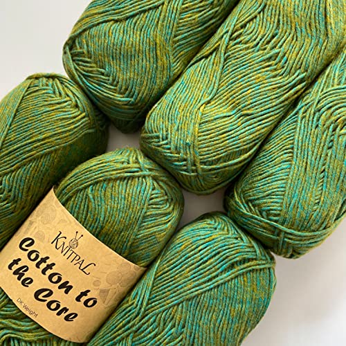 Cotton to the Core Knit & Crochet Yarn, Soft for Babies 6 skeins, 780 metres/300 Grams, DK Light Worsted Gauge 3