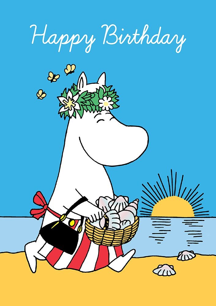 Moomin Green Mamma On Beach Happy Birthday Greeting Card