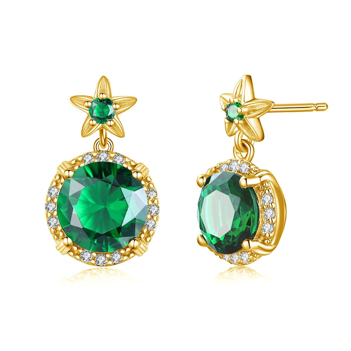SALAN Pendientes De Oro para Mujer, Piedra Preciosa Esmeralda Verde Original, Pendiente De Plata De Ley 925, Joyería De Lujo