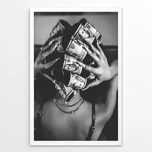 Arte de pared de moda en blanco y negro, rodillos de pelo de lujo, póster de mujer negra, retro, atrevido y femenino, impresión Hypebeast para