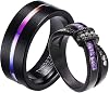 2 Rings His and Hers Couple Rings Black Gold Filled Womens Wedding Ring Cz Titanium Steel Mens Ring Wedding Bands