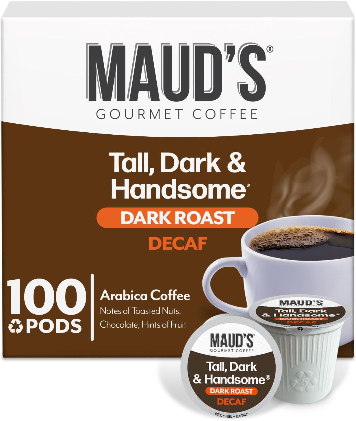 Decaf Dark Roast Coffee Pods, 100 ct, Decaffeinated Single Serve Pods – 100% Arabica, Compatible with Keurig K Cups Maker