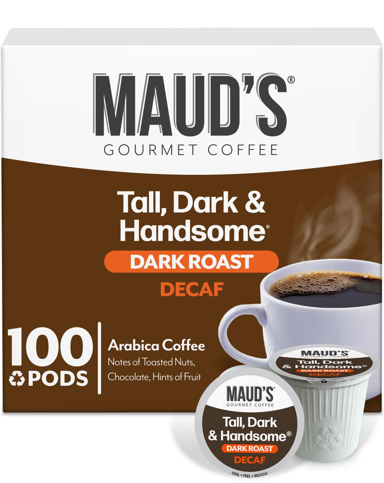 Sponsored Ad - Maud's Decaf Dark Roast Coffee Pods, 100 ct, Decaffeinated Recyclable Single Serve Pods – 100% Arabica, Compatible with Keurig K Cups Maker