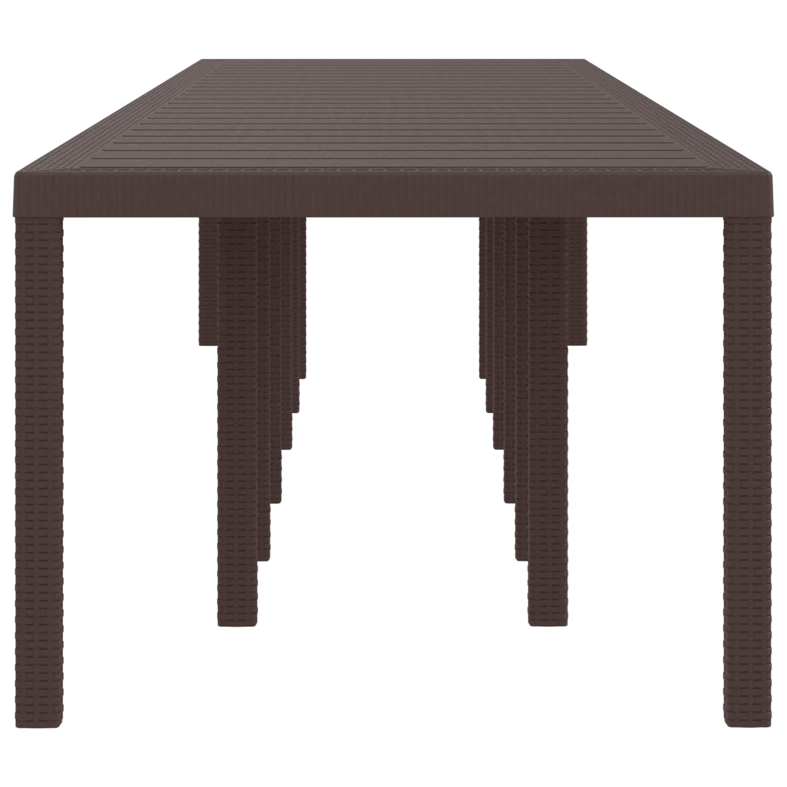 Nowoczesny prostokątny stół ogrodowy, 400 x 100 x 73 cm, z polirattanu w kolorze brązowym, ze stabilną ramą stalową, na taras i do ogrodu