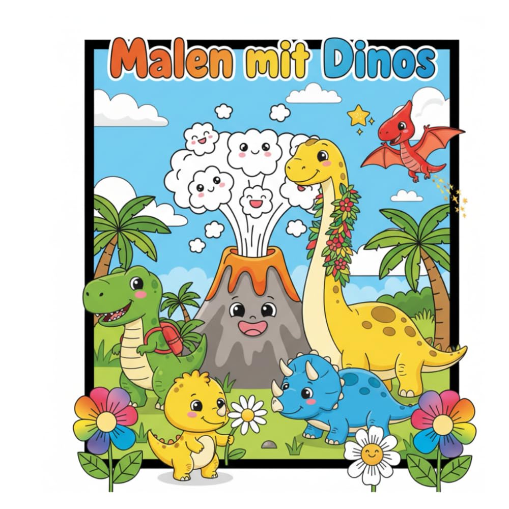 Malen mit Dinos: Mein Dinosaurier Malbuch - Große Dinomotive zum Ausmalen | Förderung der Kreativität und Motorik | Kindermalbuch | Geschenkidee