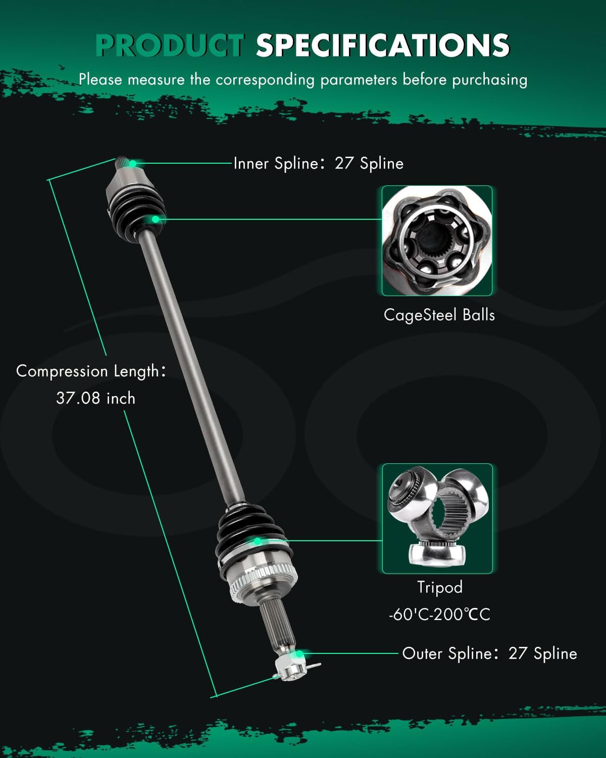 SCITOO Front Right Passenger Side CV Axle Shaft Assembly Fit for Hyundai Elantra,for Kia Forte 2.0L 66-3524